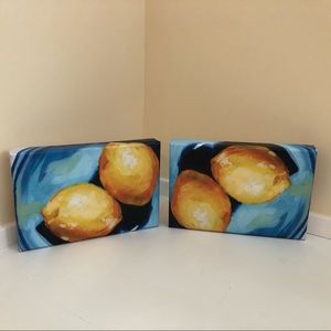 2 Lemons on Canvas Pictures NWOT